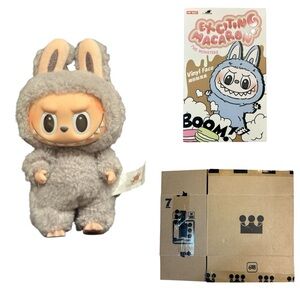 Authentic POP MART Labubu Monsters EXCITING MACARON Plush Vinyl Face SESAME BEAN